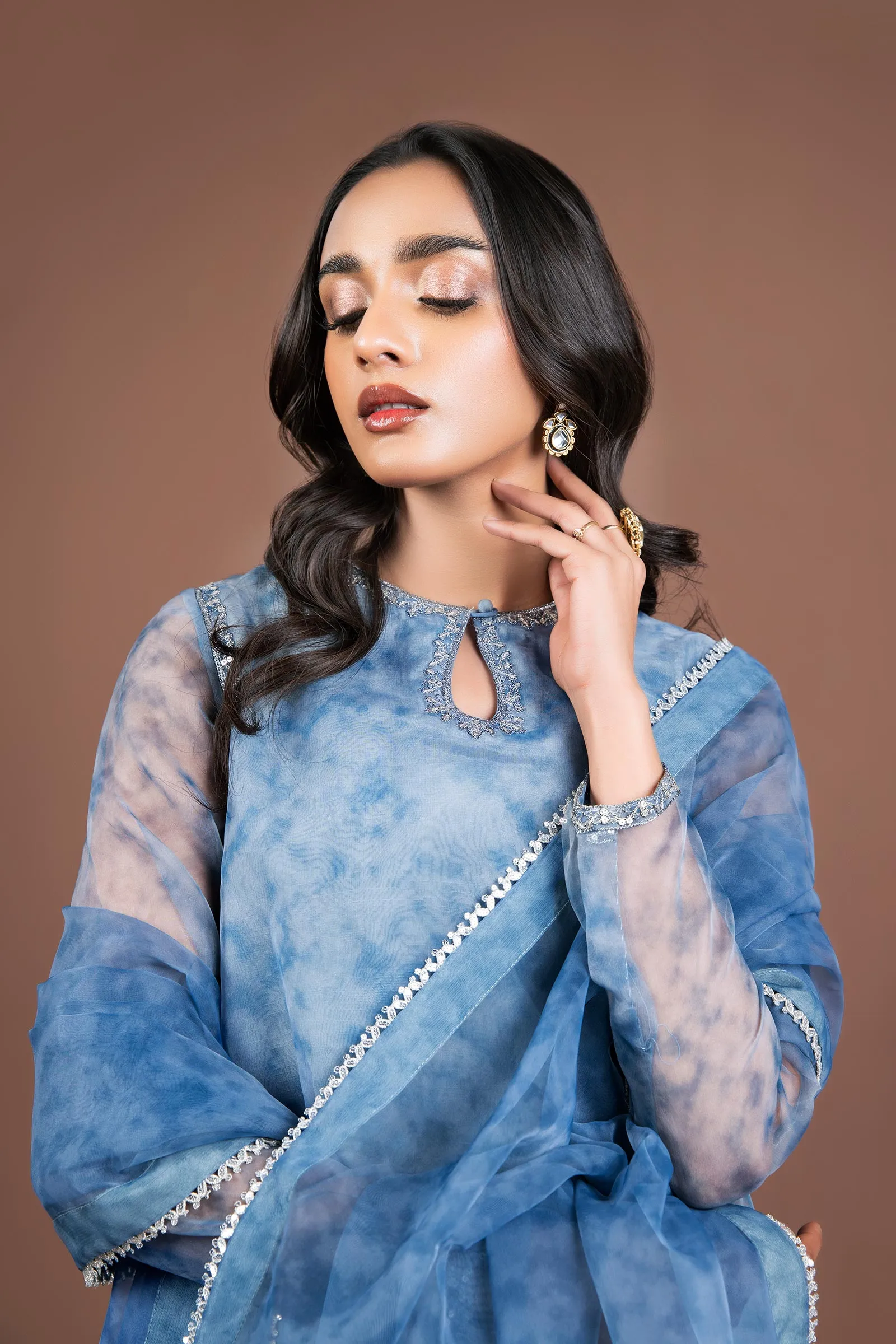 2 Pc Printed Organza Suit | MB-F24-506