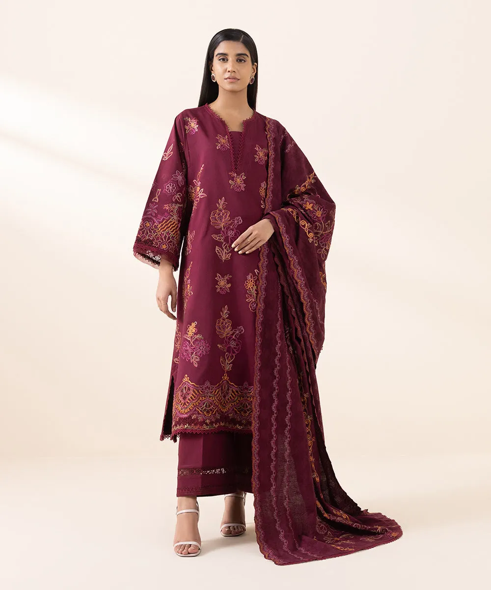 3 Piece - Embroidered Cotton Viscose Suit