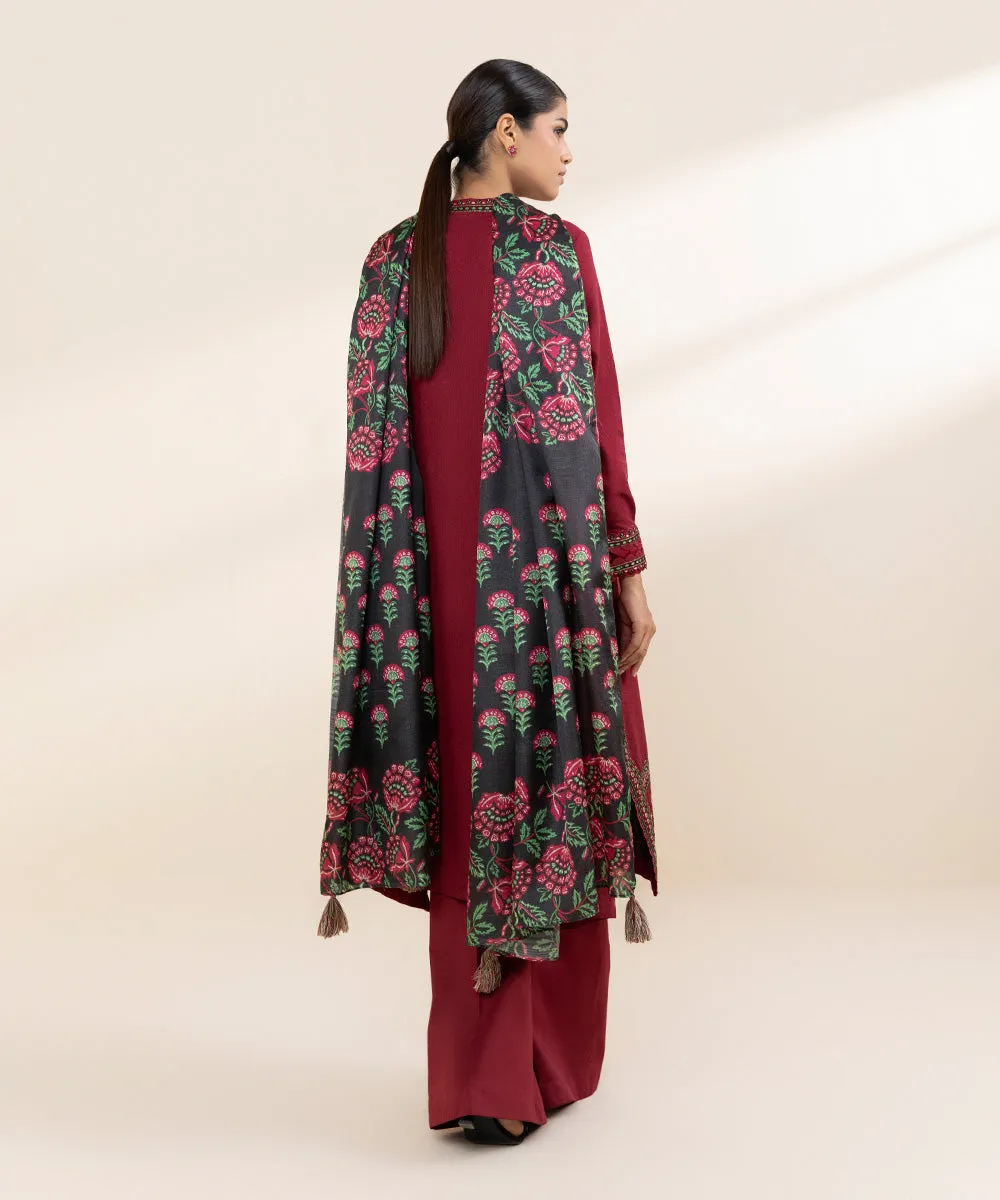 3 Piece - Embroidered Dobby Suit