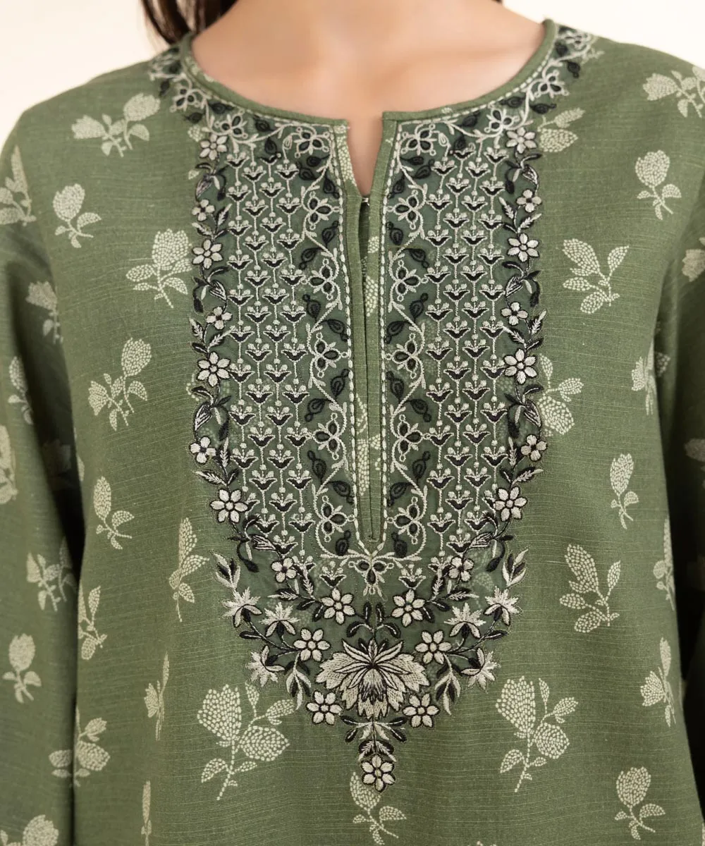 3 Piece - Embroidered Khaddar Suit