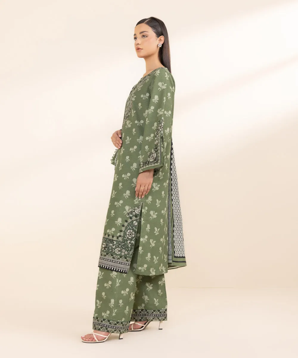 3 Piece - Embroidered Khaddar Suit