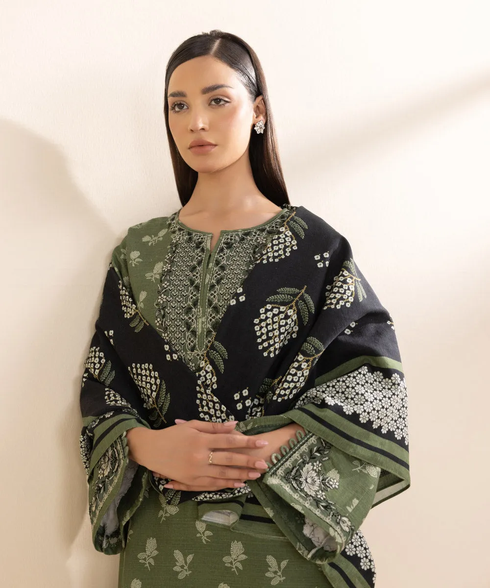 3 Piece - Embroidered Khaddar Suit