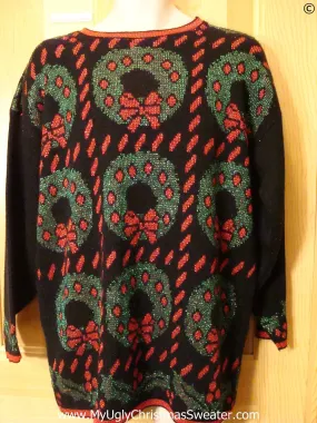 80s Best Christmas Sweater with Grid of Wreaths
