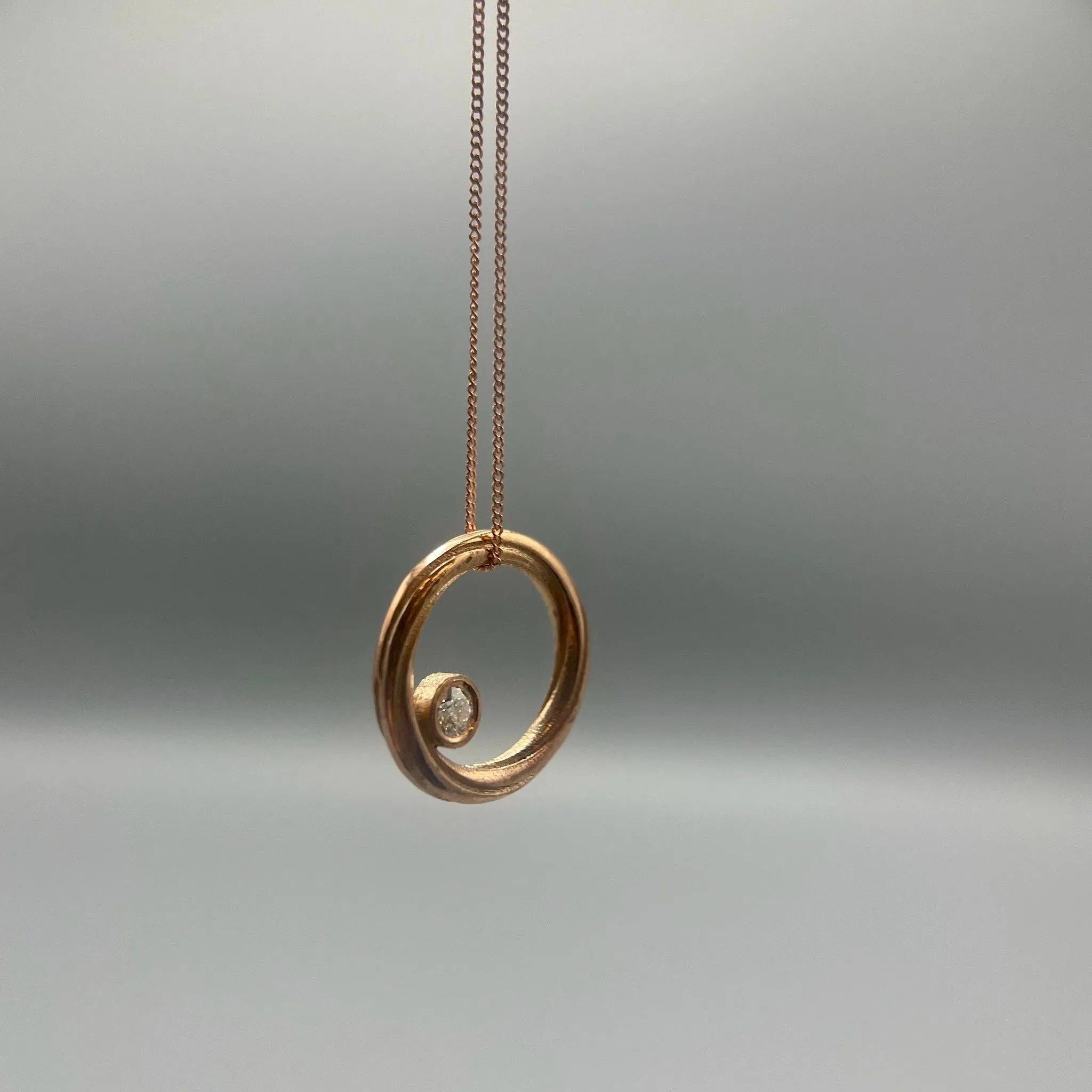 Alice Gow Twist Continuum 9ct Rose Gold Pendant with a Diamond