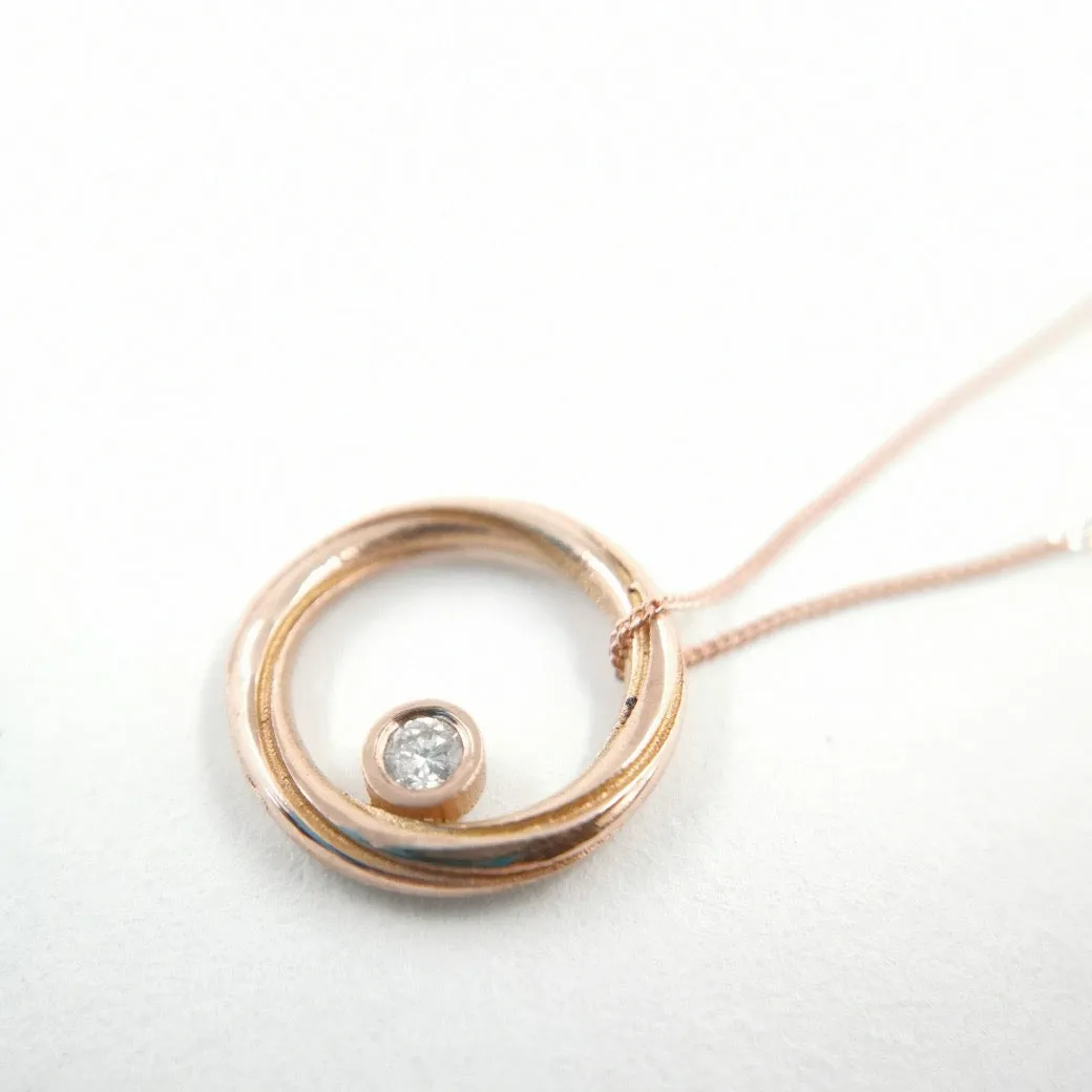 Alice Gow Twist Continuum 9ct Rose Gold Pendant with a Diamond