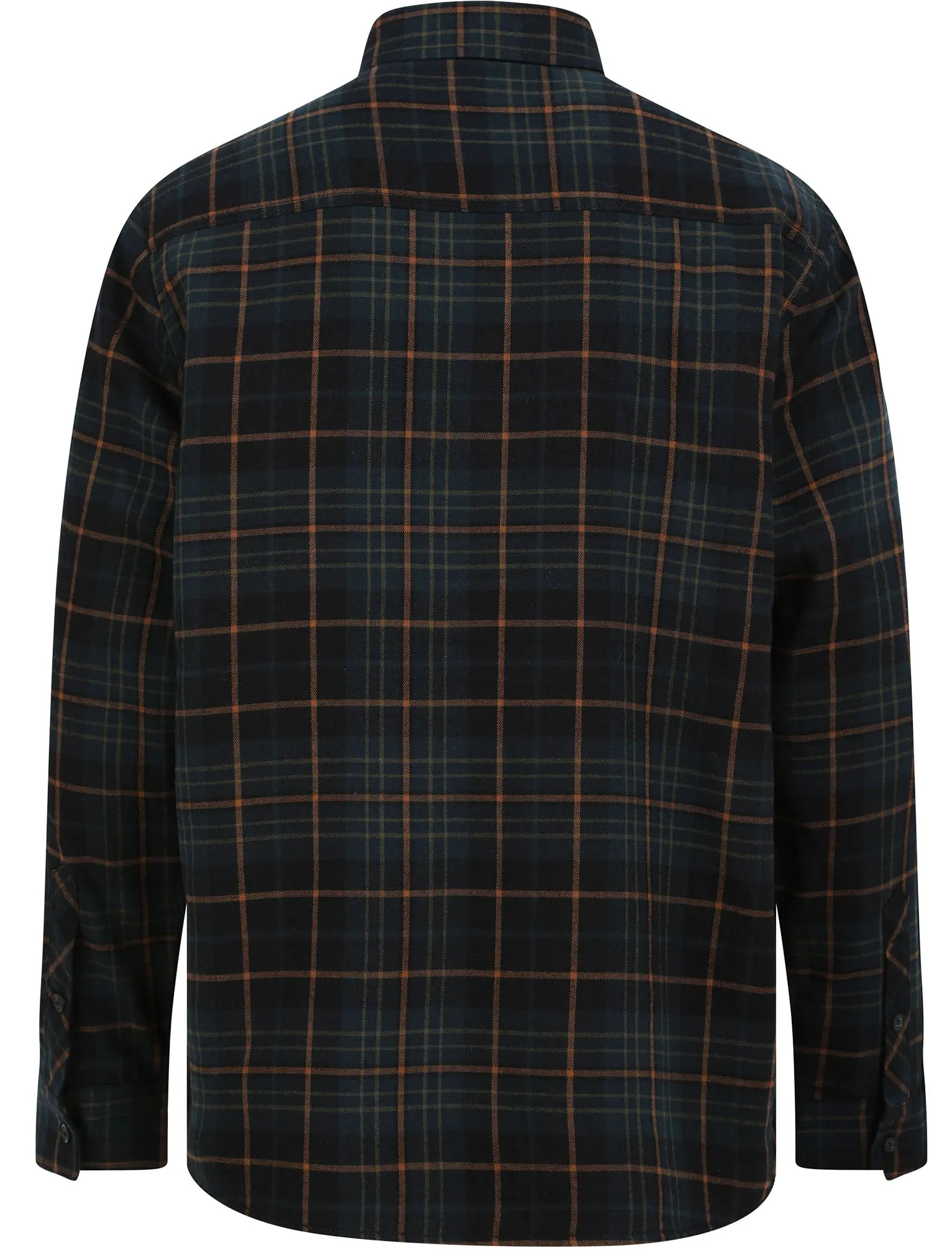 Atwell Borg Lined Cotton Flannel Checked Over Shirt in Dark Teal Check - Tokyo Laundry