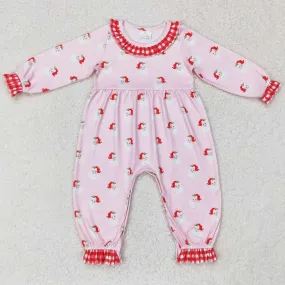 Baby Infant Girls Rompers Christmas Pink Santa Long Sleeve Rompers LR1068