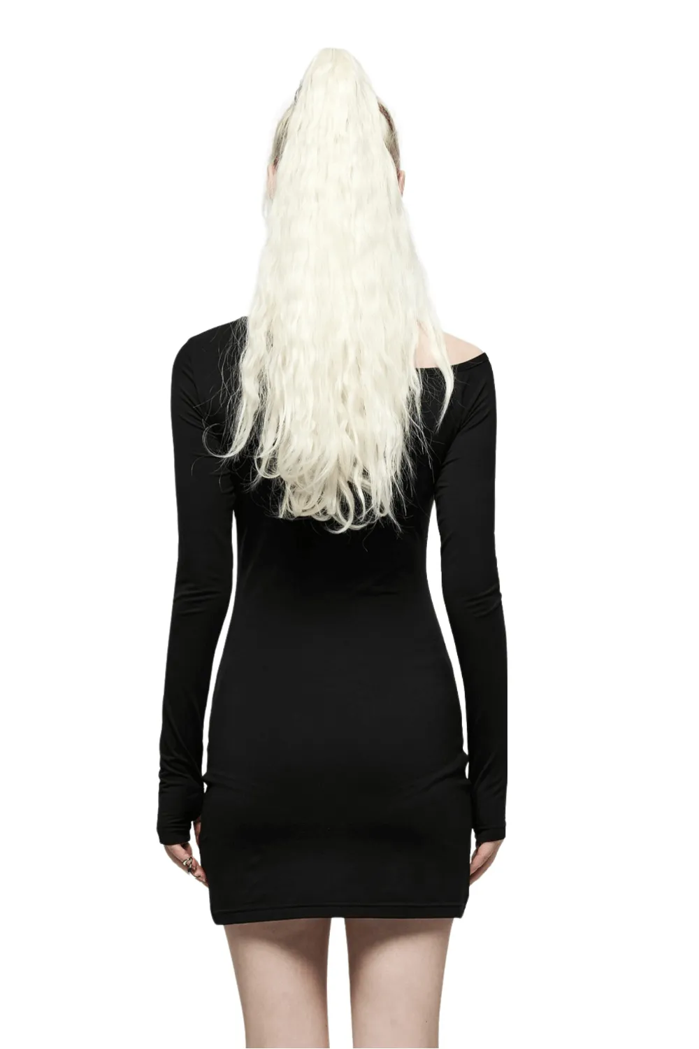Black Asymmetric Cutout Party Dress with Buckle