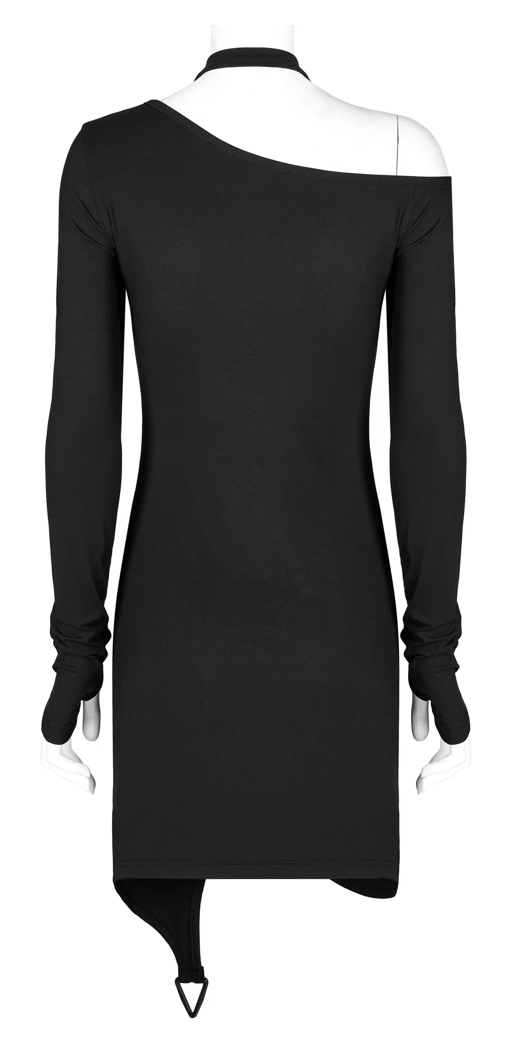 Black Asymmetric Cutout Party Dress with Buckle