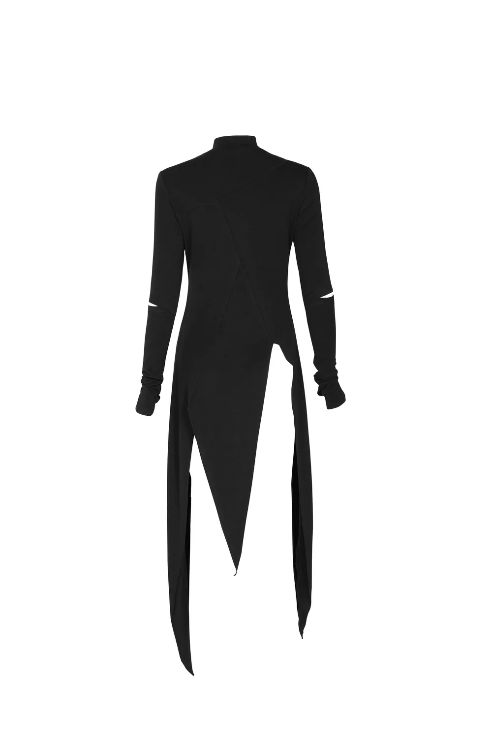 Black Asymmetric Knit Dress with Sleeve Cut-Outs