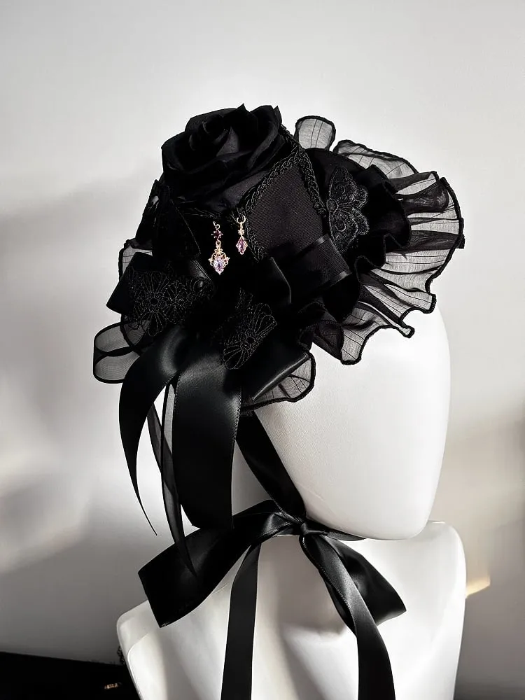 Black Rose Top Kuro Gothic Mini Hat