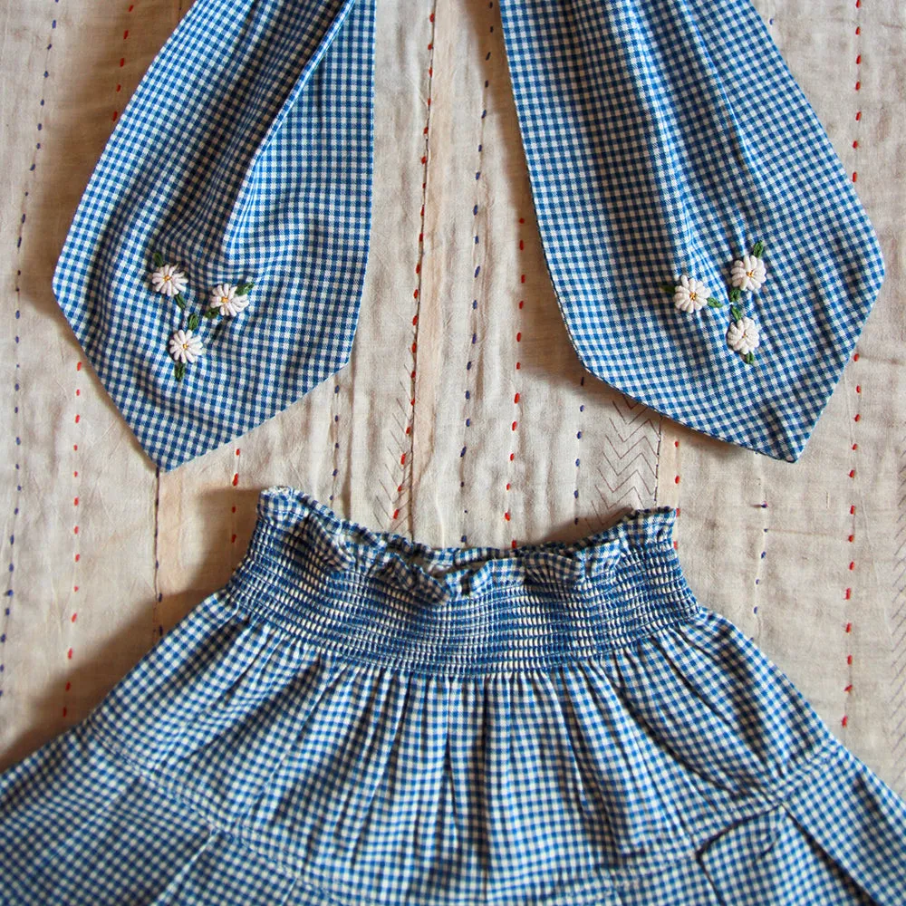 Bonjour Diary :: Pleated Skirt With Tie Scarf Vichy Blue