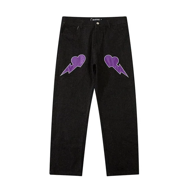 Broken Heart Hologram Loose Jeans