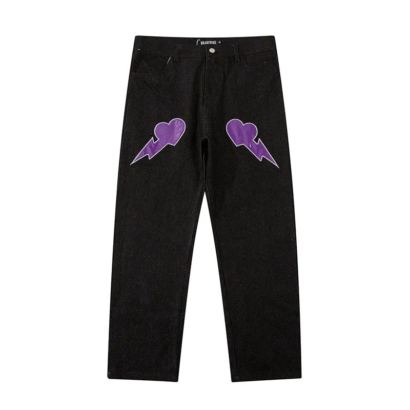 Broken Heart Hologram Loose Jeans