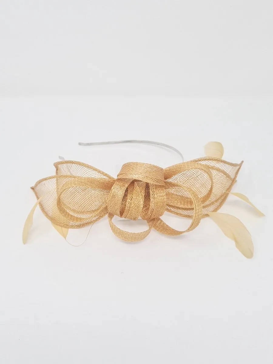 Burnt Gold Mustard Loop Fascinator