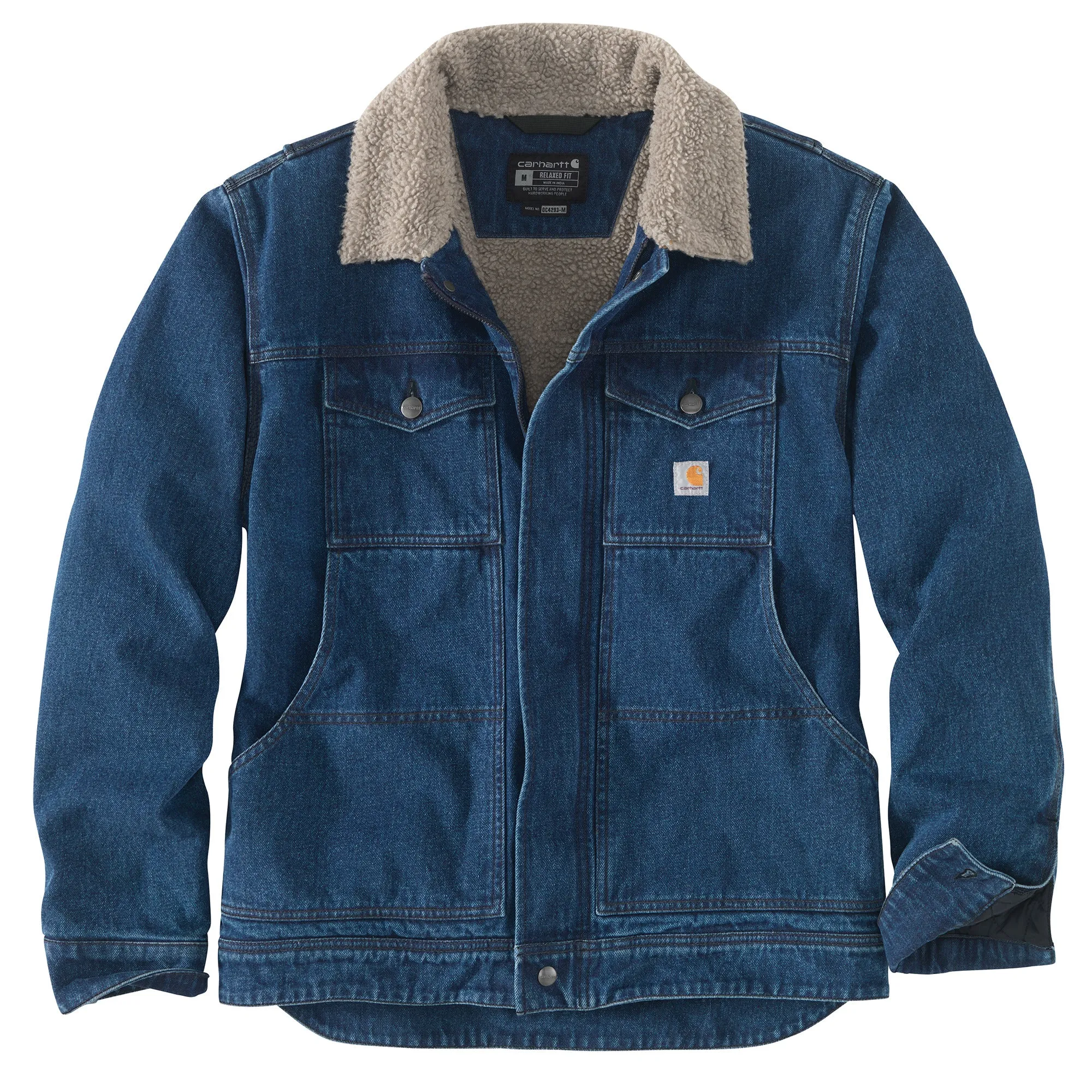 Carhartt Mens Relaxed Fit Denim Sherpa Lined Jacket
