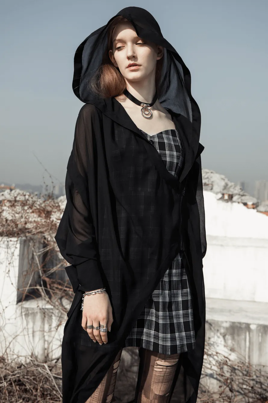 Chic Plaid Button-Front Dress with Thin Straps