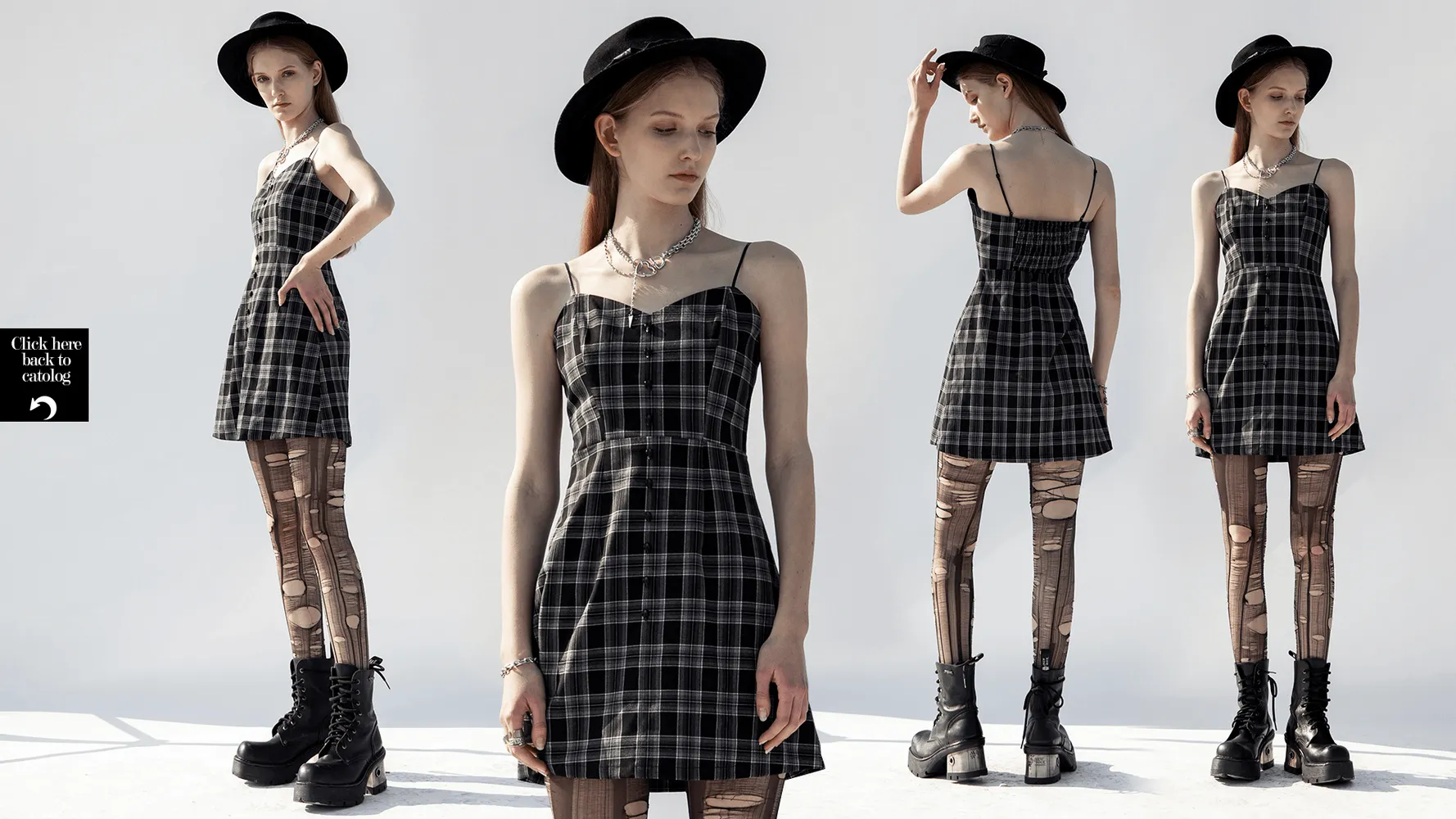 Chic Plaid Button-Front Dress with Thin Straps