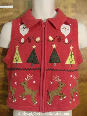 CHILD size Fun Cheap Christmas Sweater Vest with Reindeer