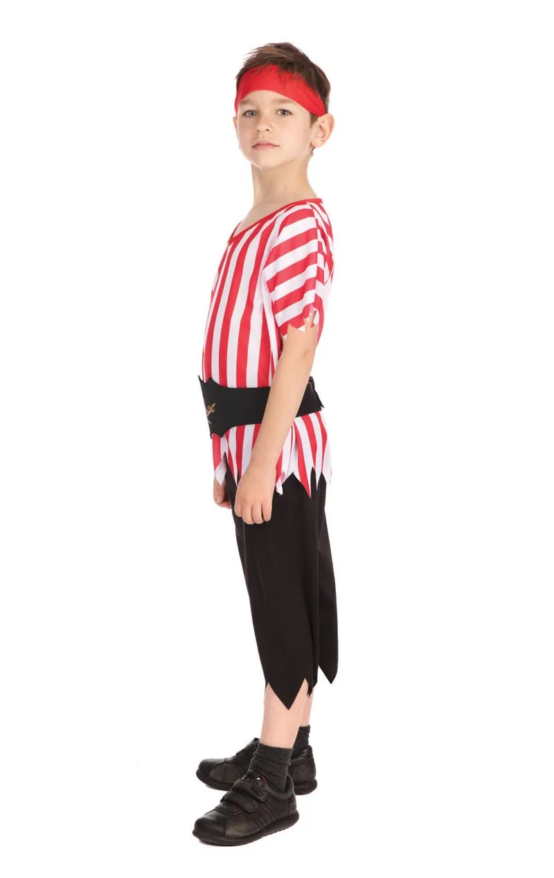Childrens Striped Pirate Boy Costume