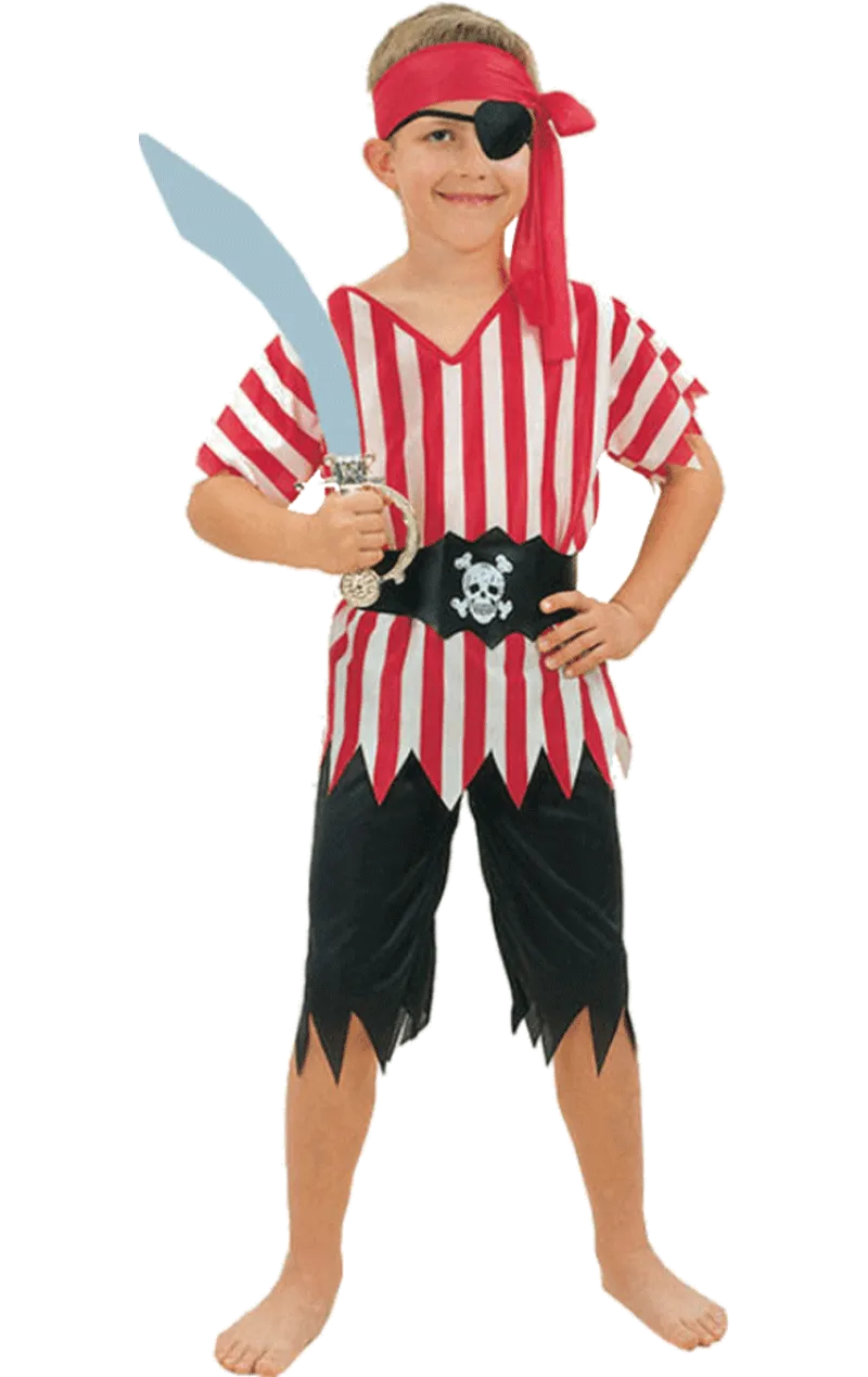 Childrens Striped Pirate Boy Costume