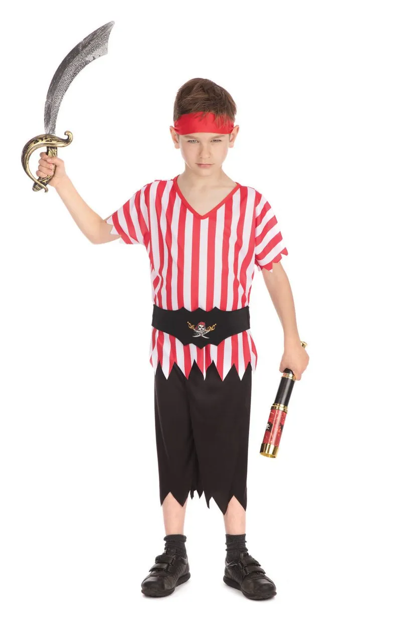 Childrens Striped Pirate Boy Costume