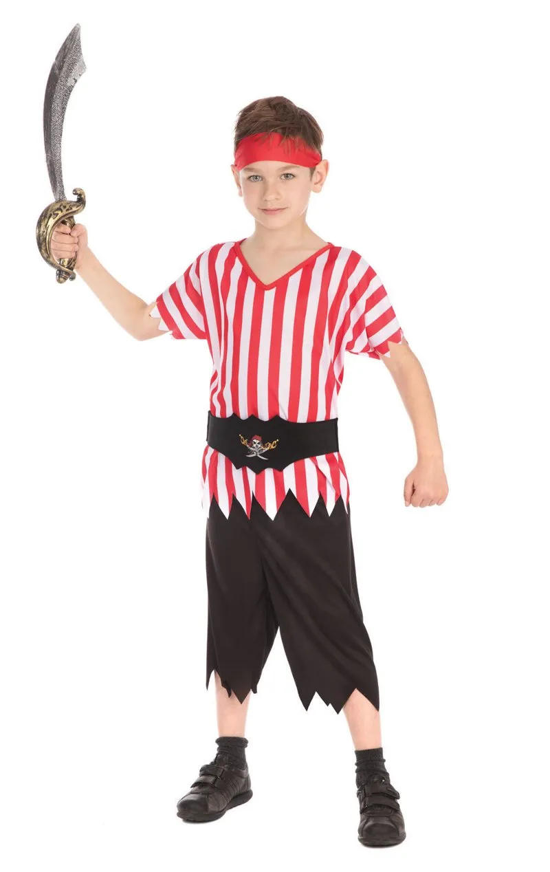 Childrens Striped Pirate Boy Costume