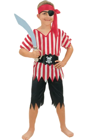 Childrens Striped Pirate Boy Costume