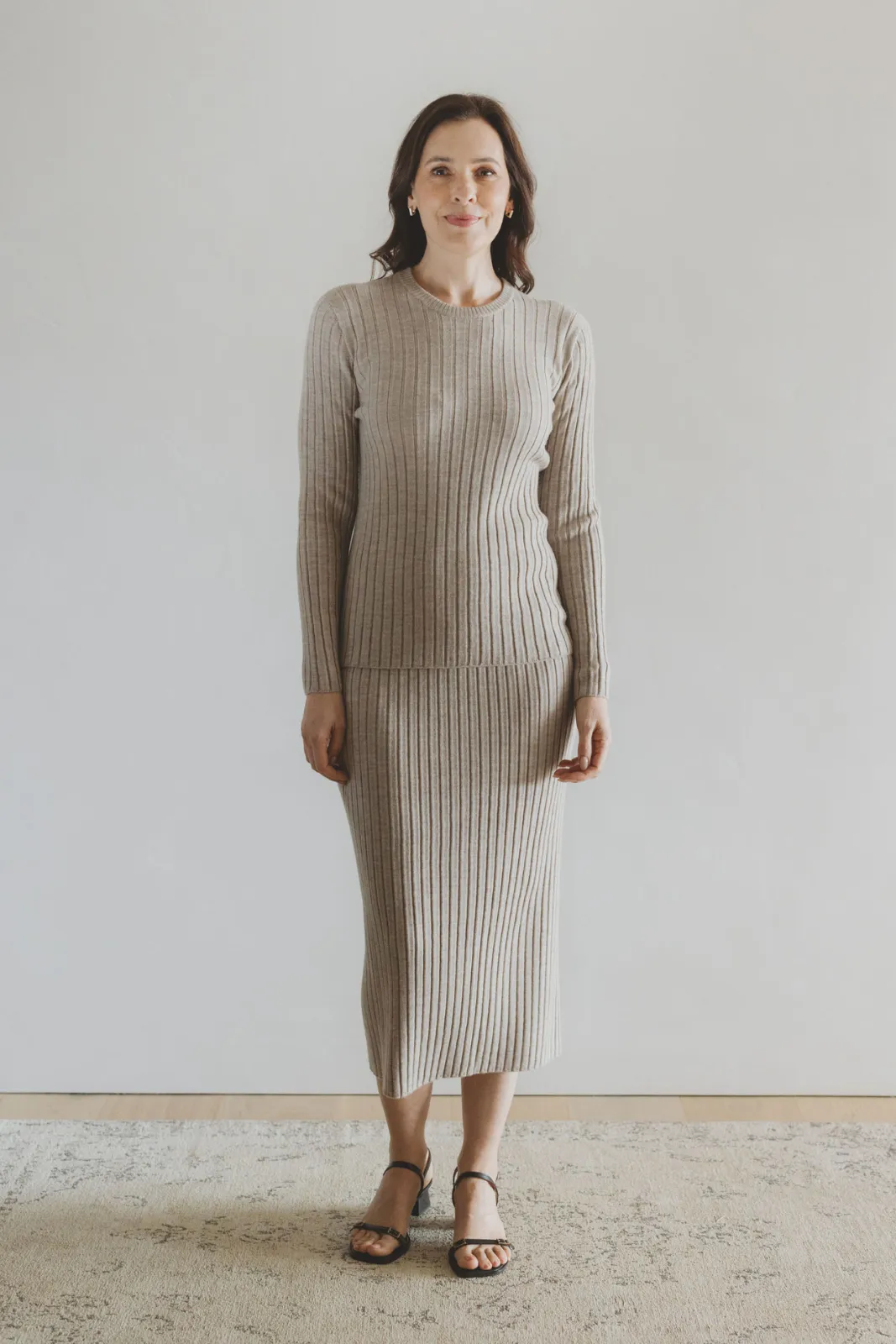 Classic Merino Rib Skirt - Latte