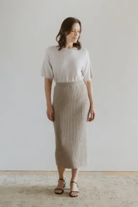 Classic Merino Rib Skirt - Latte