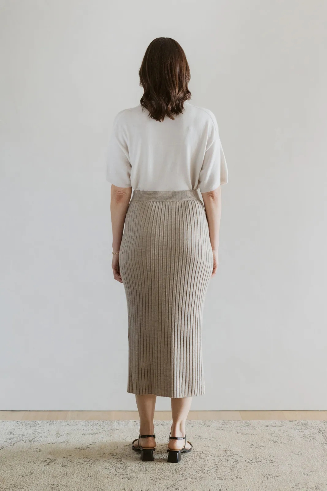 Classic Merino Rib Skirt - Latte