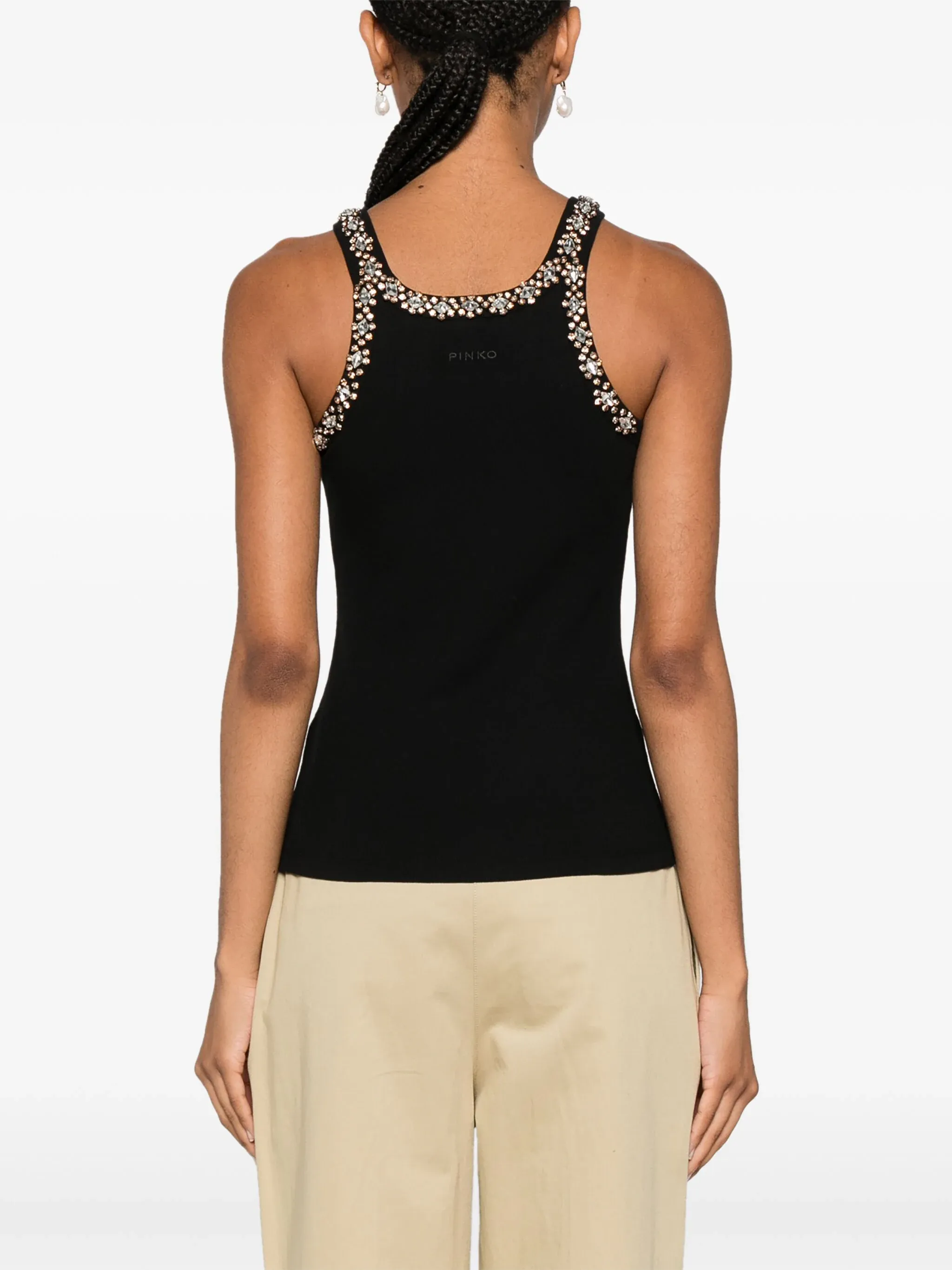 Coriandoli crystal-embroidery tank top