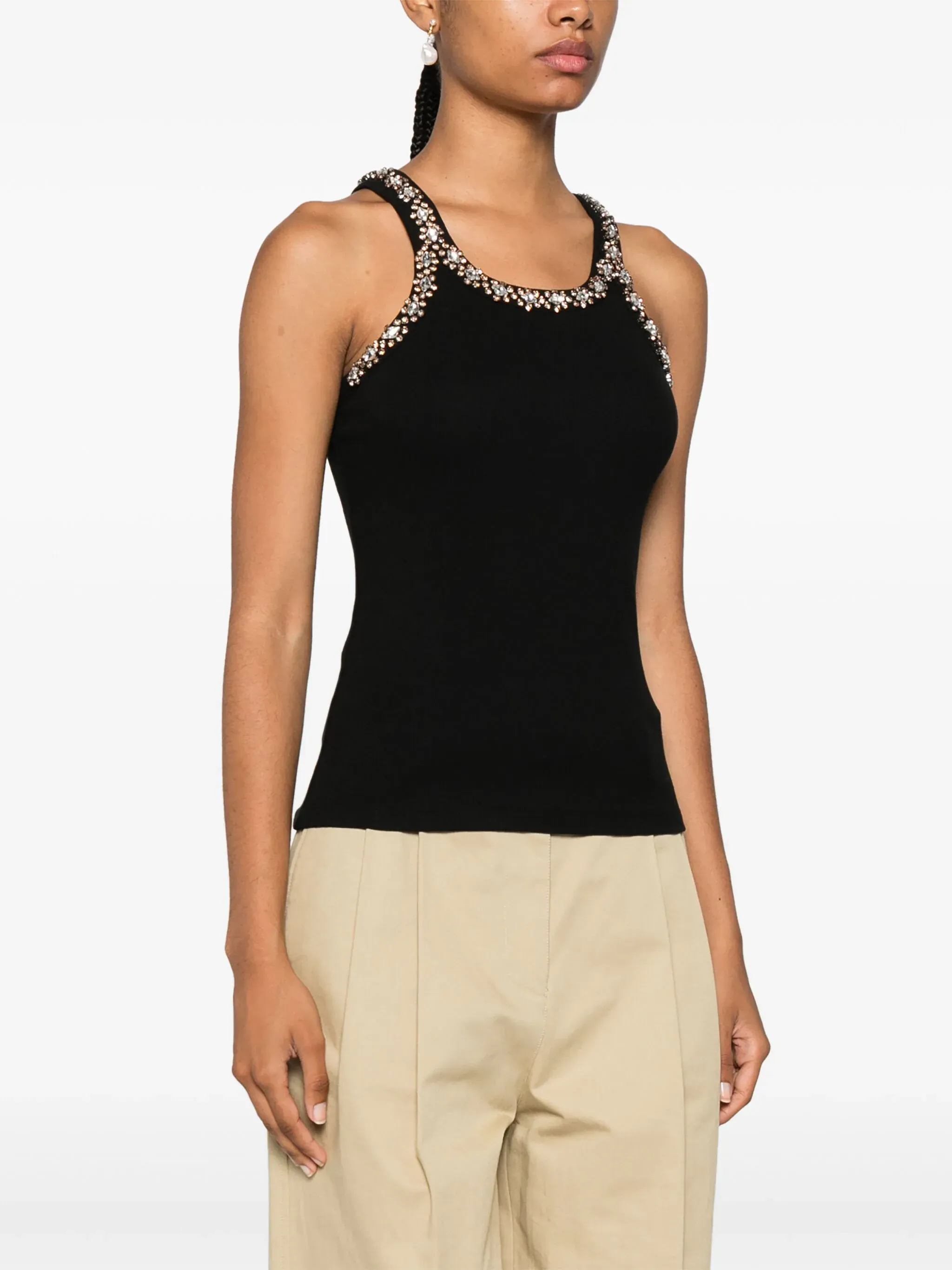 Coriandoli crystal-embroidery tank top