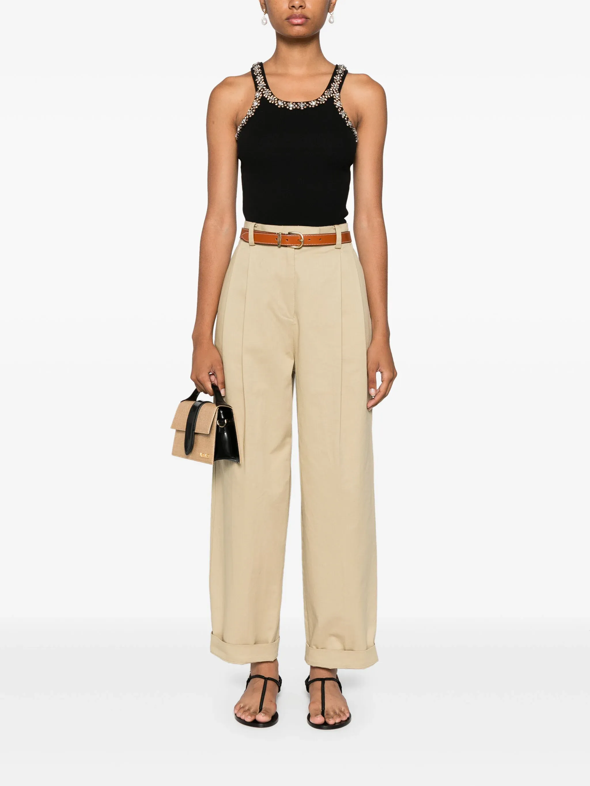 Coriandoli crystal-embroidery tank top