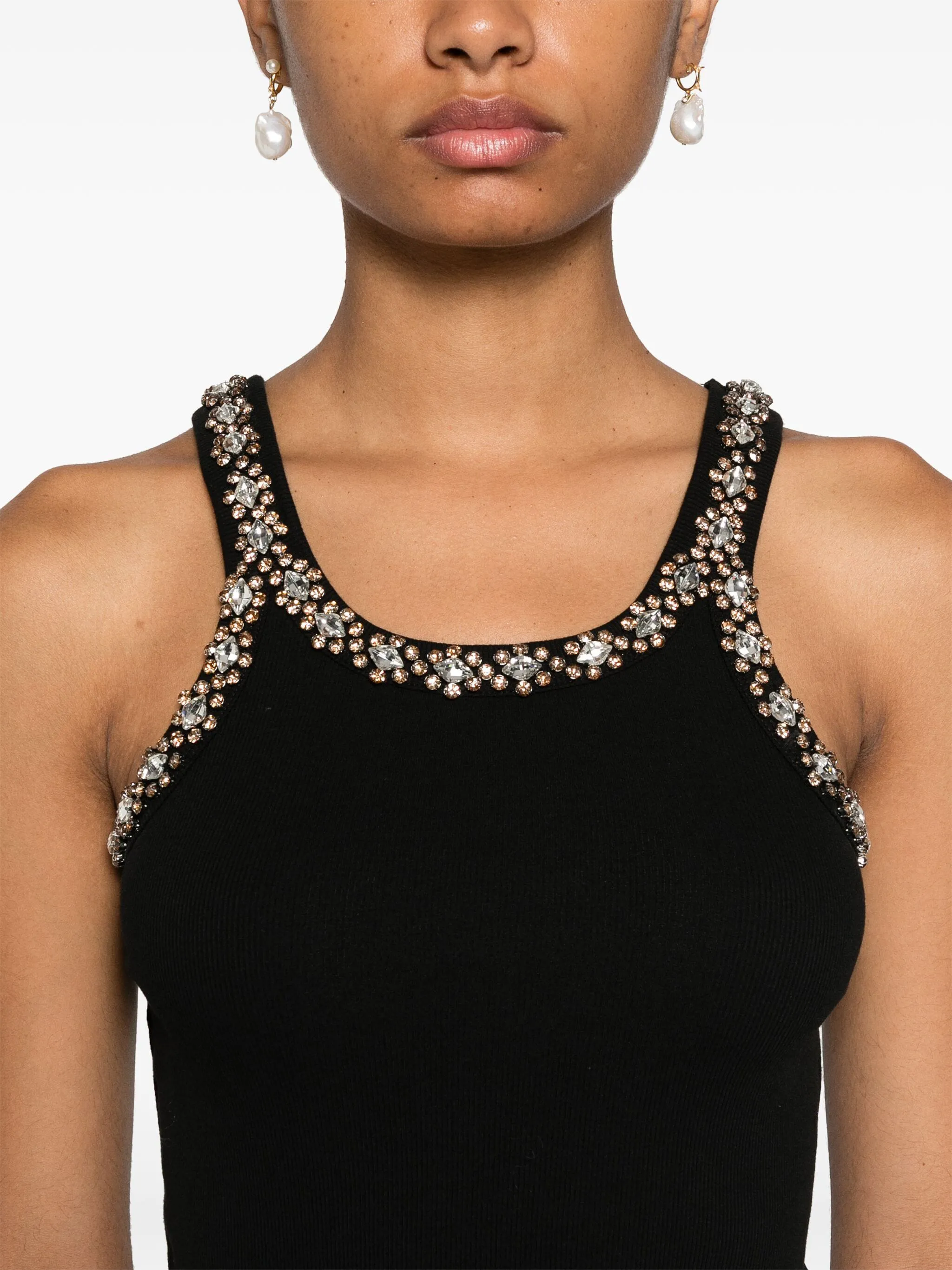 Coriandoli crystal-embroidery tank top