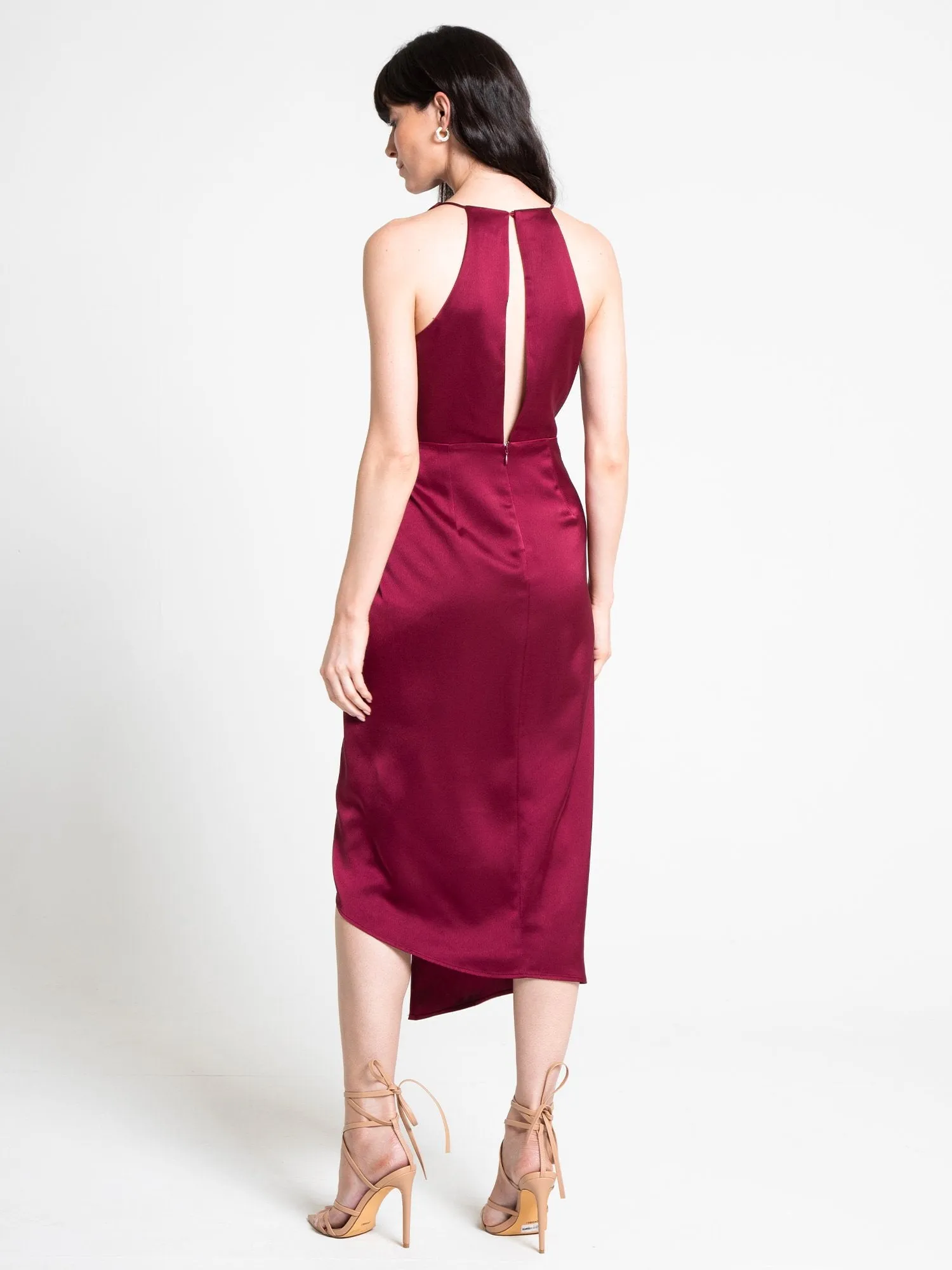 Cowl-Neck Satin Wrap Dress - Lena