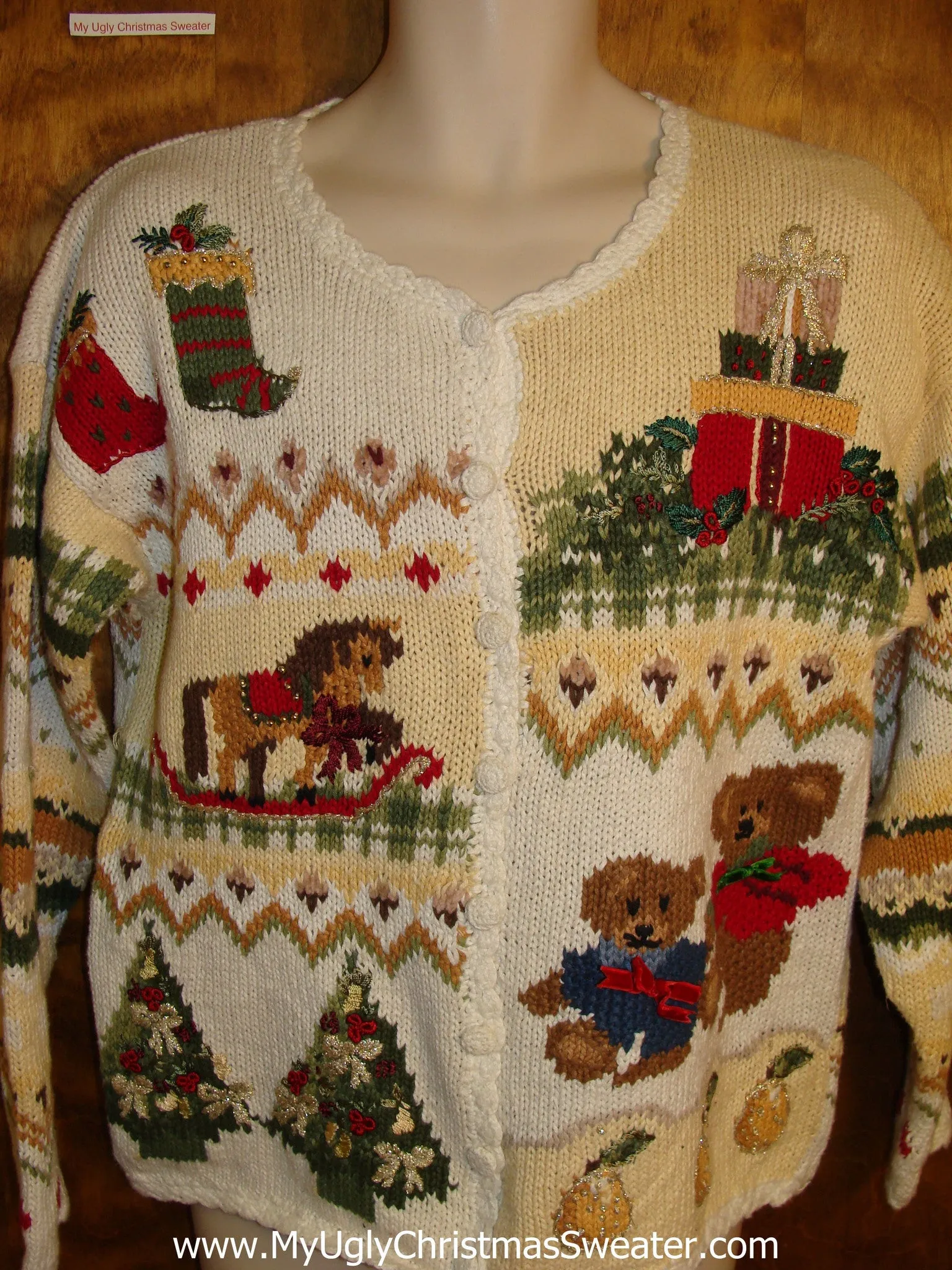 Cute 80s Yellow 2sided Mess Ugly Christmas Jumper