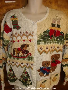 Cute 80s Yellow 2sided Mess Ugly Christmas Jumper