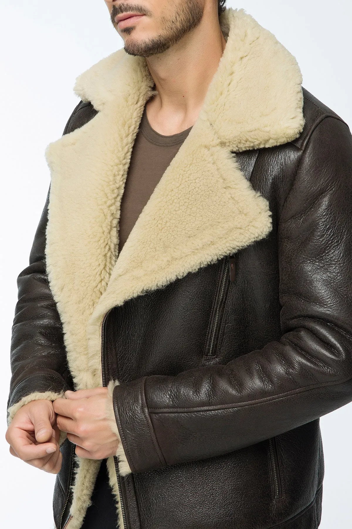 David - Brown Beige Shearling Jacket