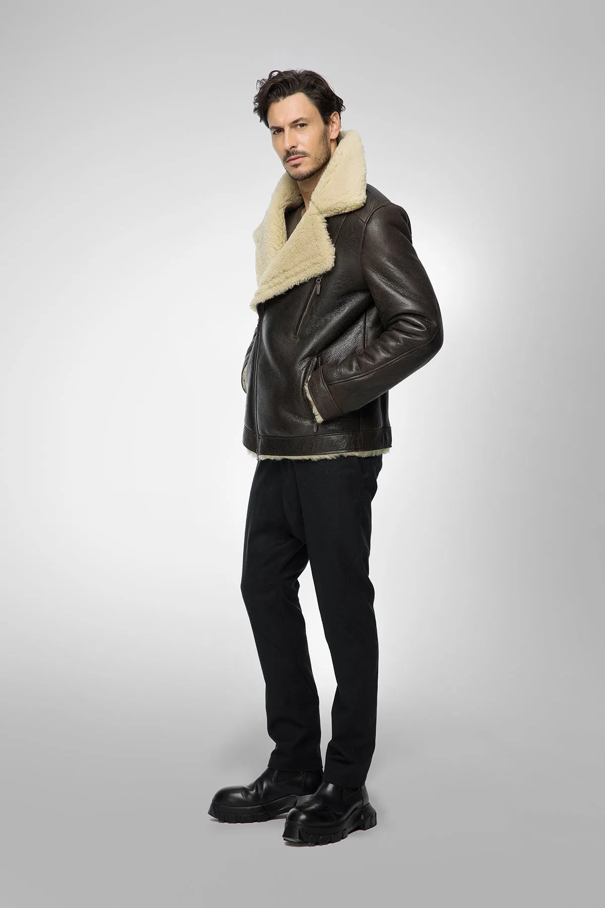 David - Brown Beige Shearling Jacket