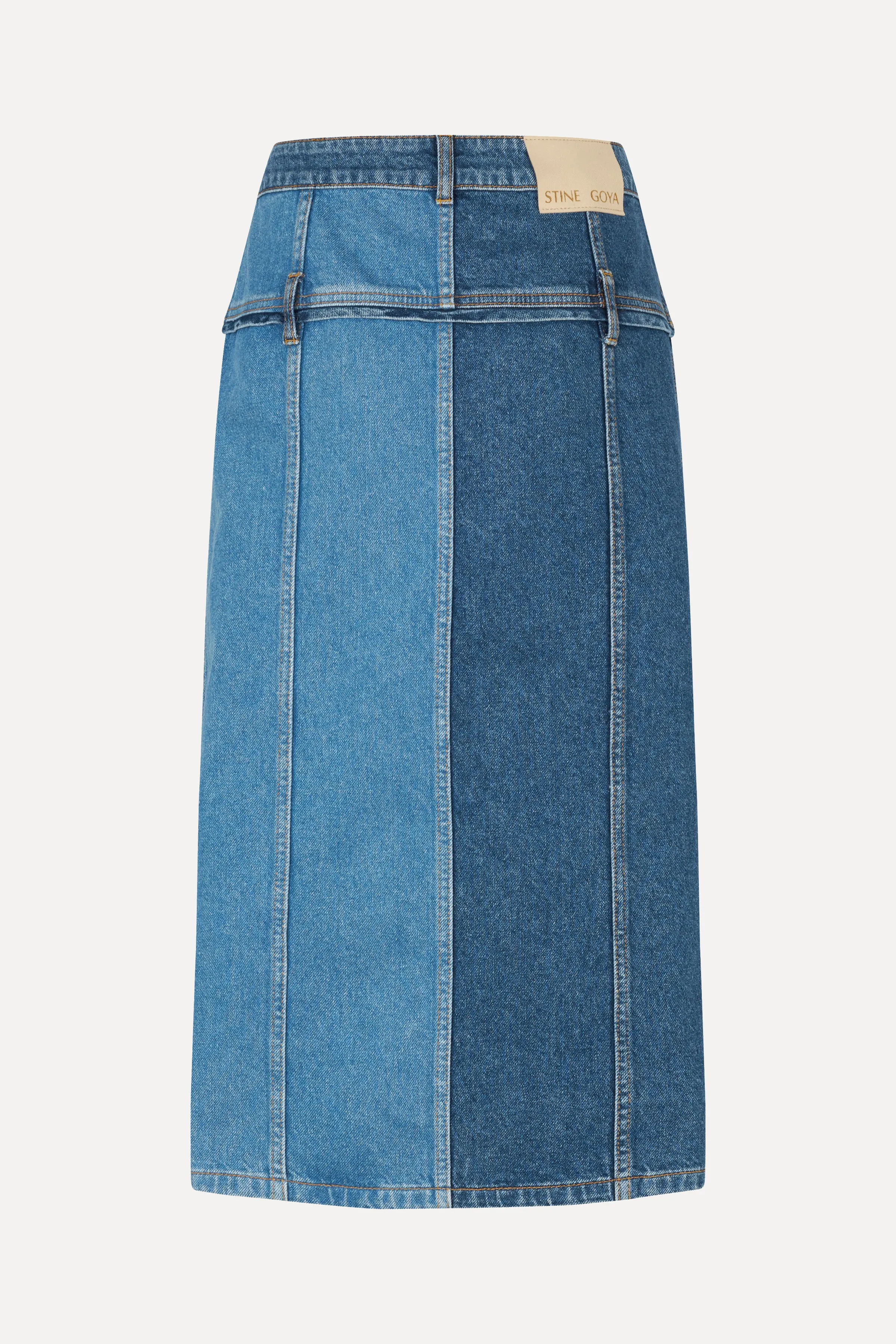 Denim Midi Skirt - Two Tone Denim
