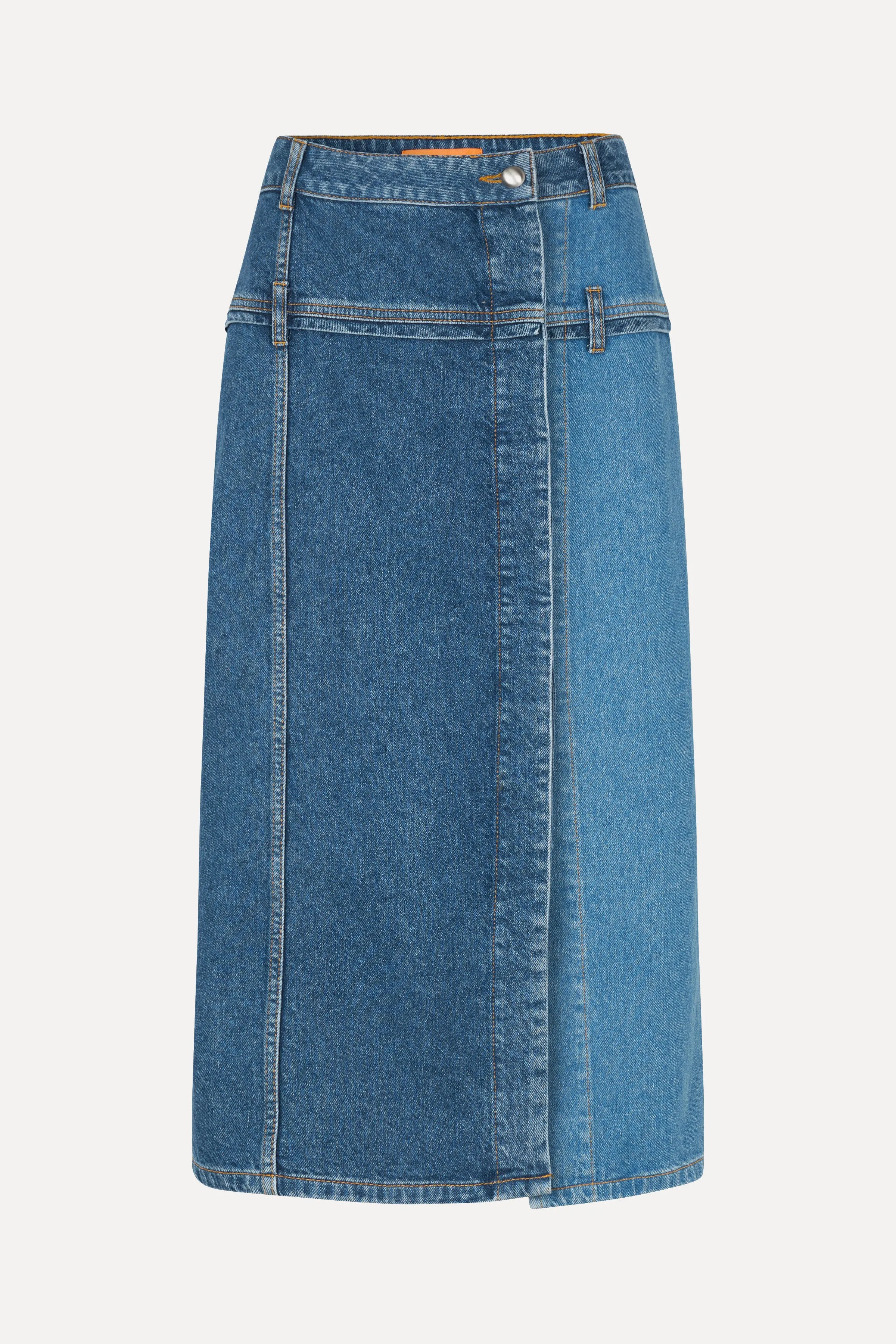 Denim Midi Skirt - Two Tone Denim