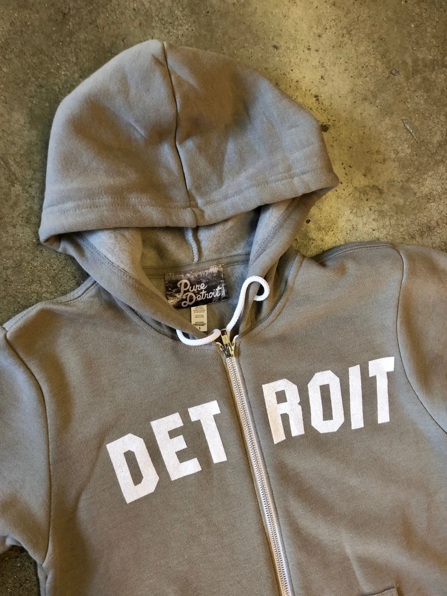Detroit Classic Tri-Blend Zip Hoodie / White   Heather Stone / Unisex