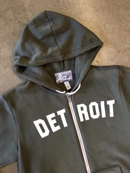 Detroit Classic Tri-Blend Zip Hoodie / White   Military Green / Unisex