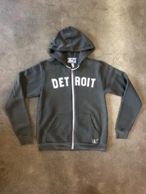 Detroit Classic Tri-Blend Zip Hoodie / White   Military Green / Unisex