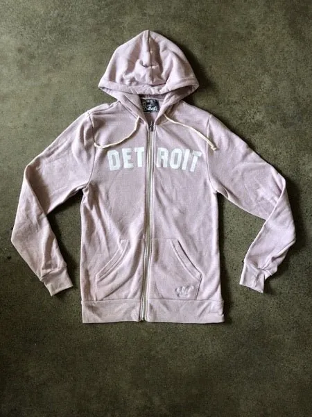 Detroit Classic Tri-Blend Zip Hoodie / White   Rose Quartz / Unisex