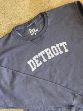 Detroit Collegiate Arch Garment Dyed Pullover / White   Anchor Slate/ Unisex