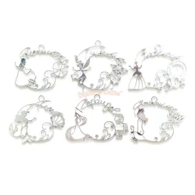 Fairytale Theme Open Bezel Silver Set (6 pieces)