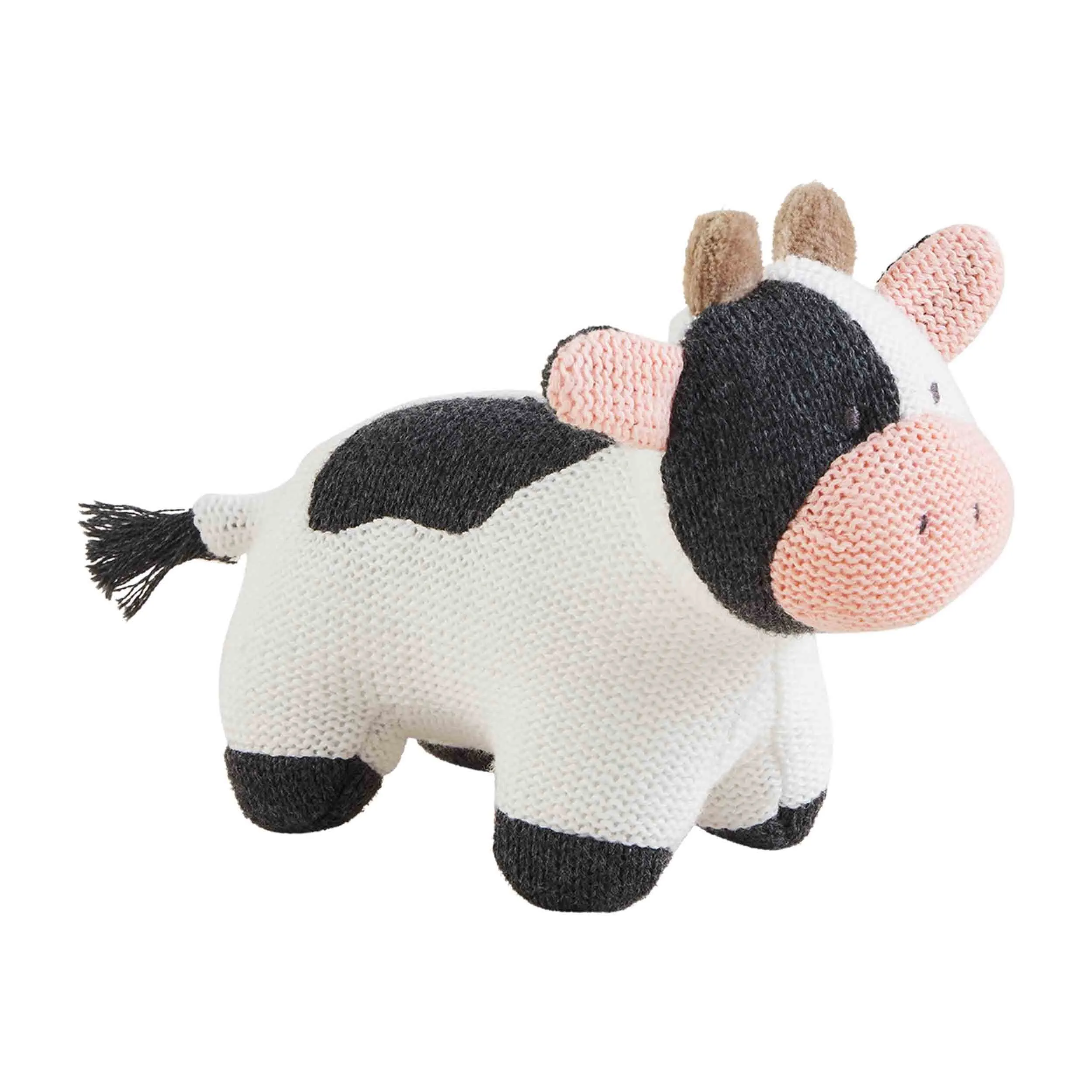 Farm Animal Knit Rattle - Cow