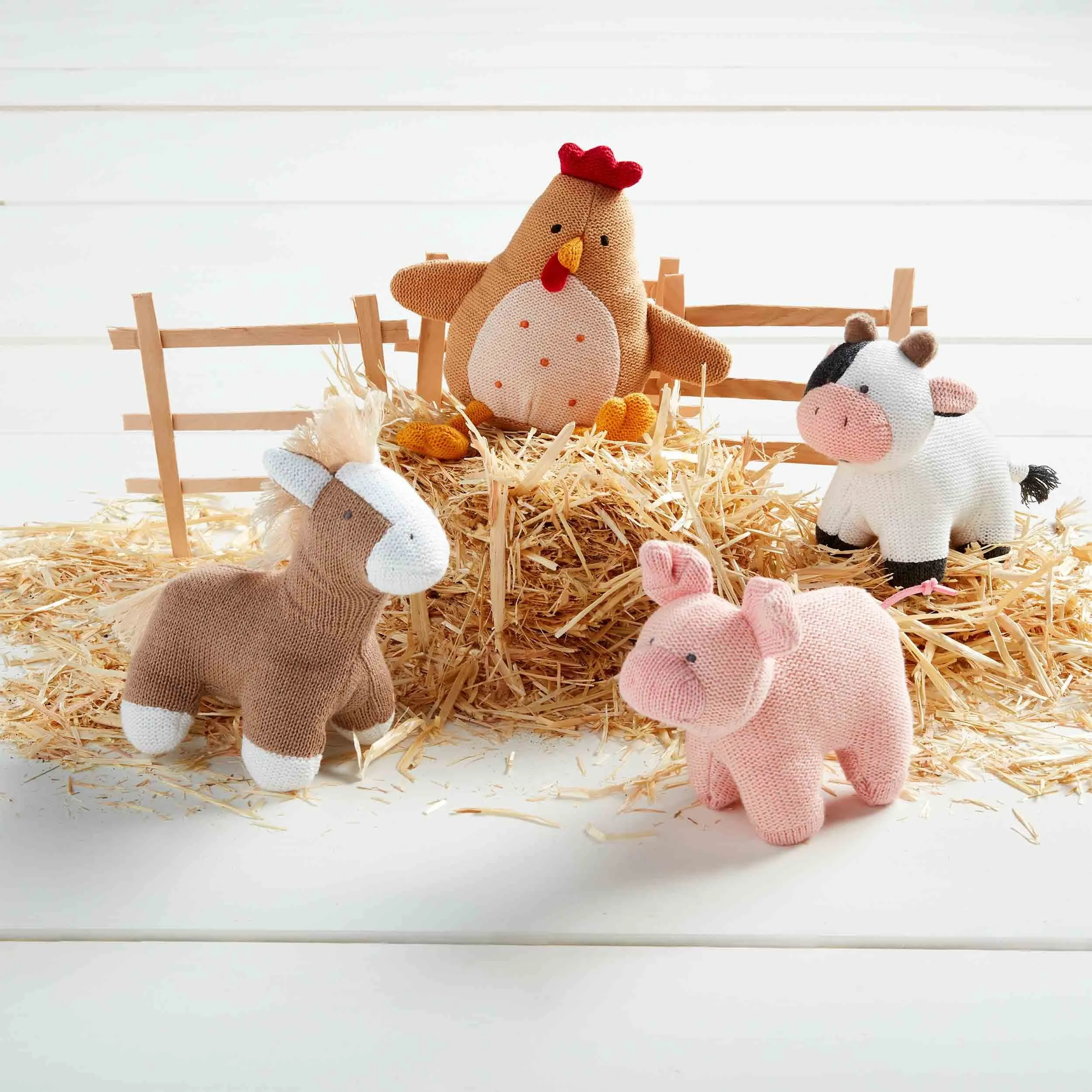 Farm Animal Knit Rattle - Cow